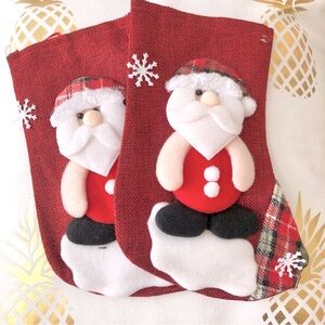 3/$20 NWOT Set of 2 3D Puffy Santa Christmas Stockings Textured Fluffy Soft Gift